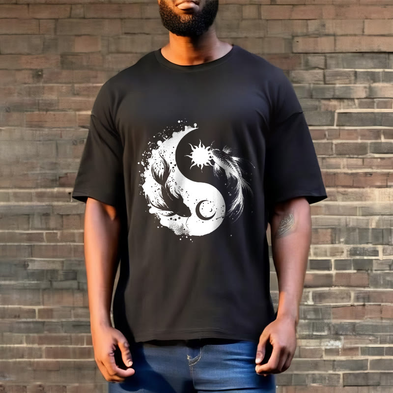 Nimara Ritualsun And Moon Yin Yang Koi Pattern Tee T-shirt