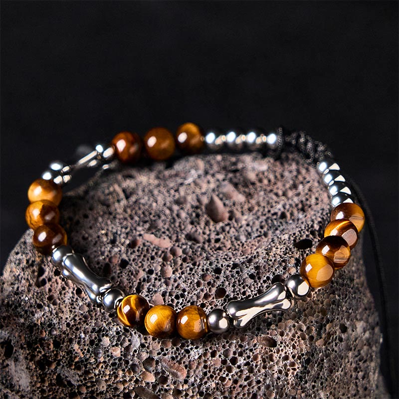 Nimara Ritual Cute Bone Pattern Tiger Eye Courage Beads Bracelet