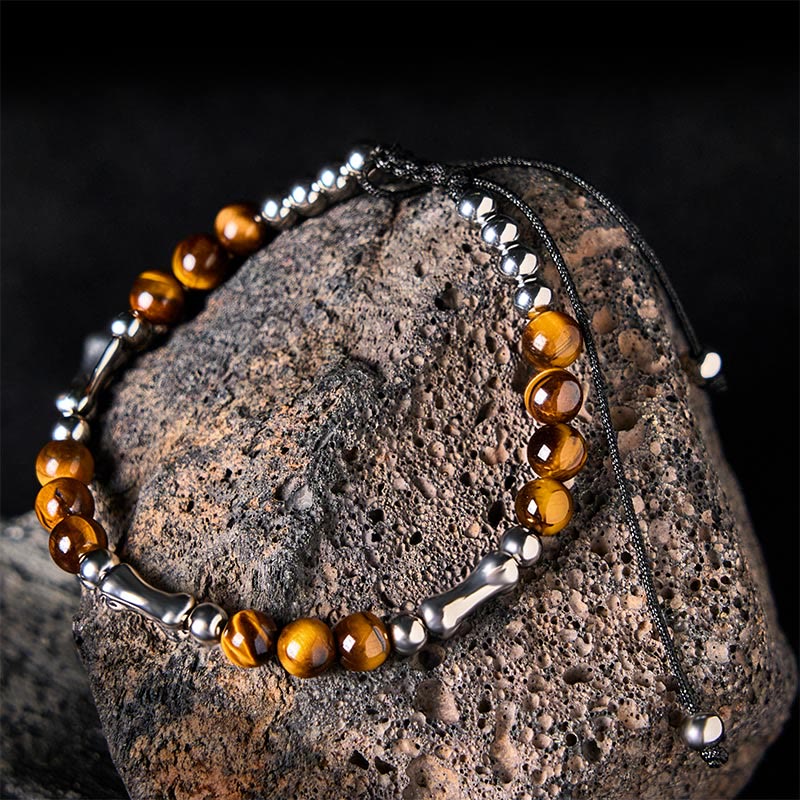 Nimara Ritual Cute Bone Pattern Tiger Eye Courage Beads Bracelet