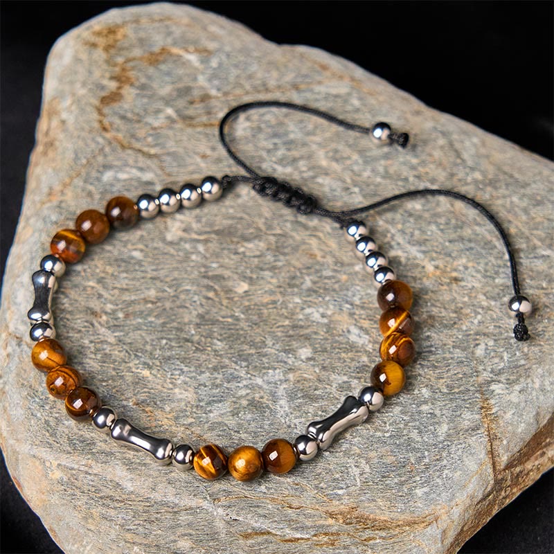 Nimara Ritual Cute Bone Pattern Tiger Eye Courage Beads Bracelet