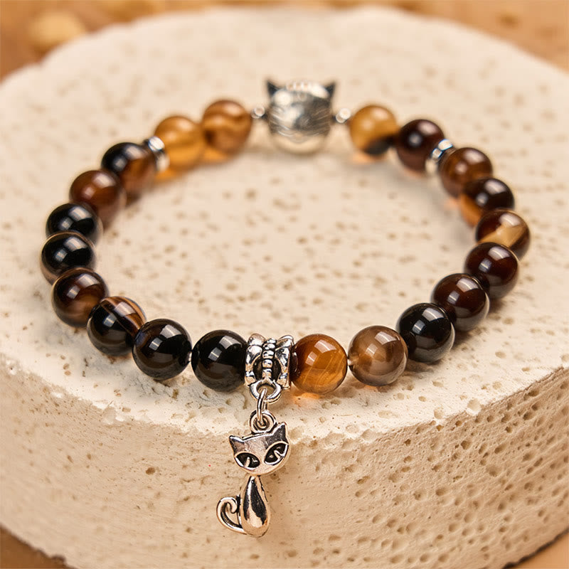 Nimara Ritual Chocolate Siamese Cat Dark Brown Striped Agate Bead Protection Bracelet