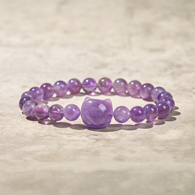 Nimara Ritual Cute Cat Face Amethyst Spiritual Awareness Bracelet