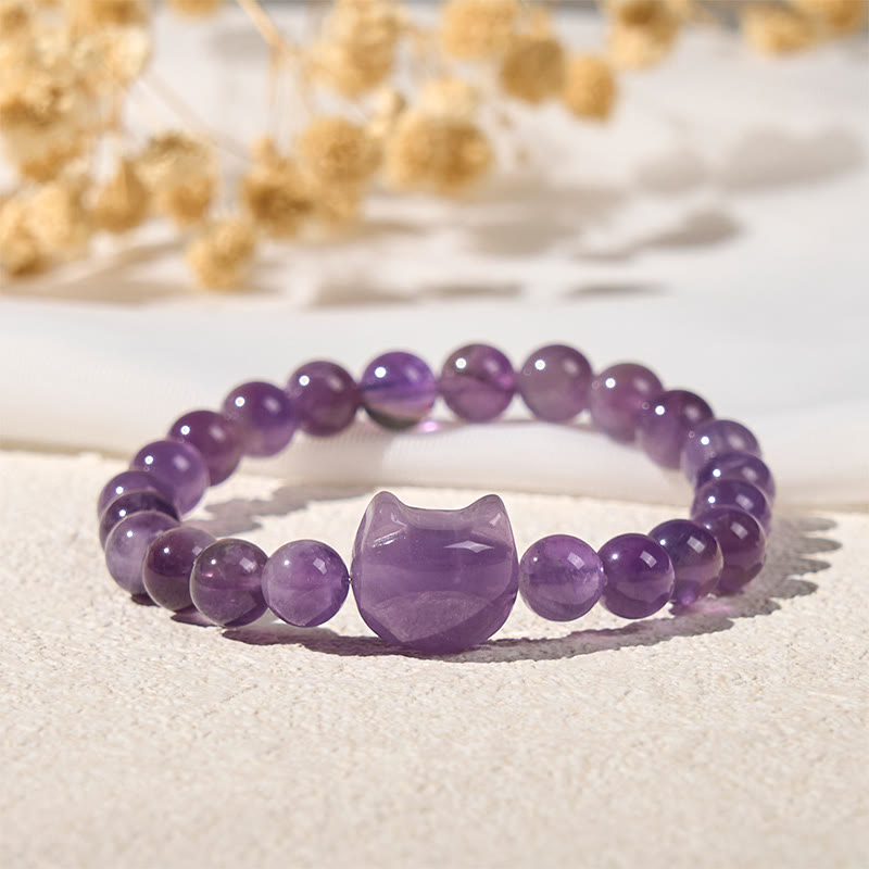 Nimara Ritual Cute Cat Face Amethyst Spiritual Awareness Bracelet