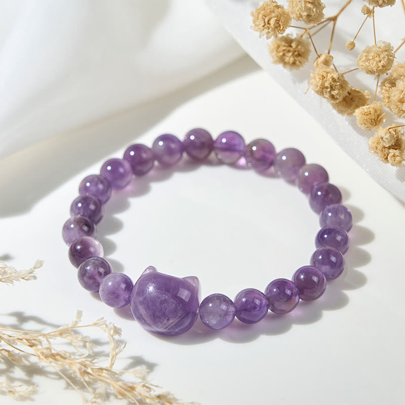 Nimara Ritual Cute Cat Face Amethyst Spiritual Awareness Bracelet