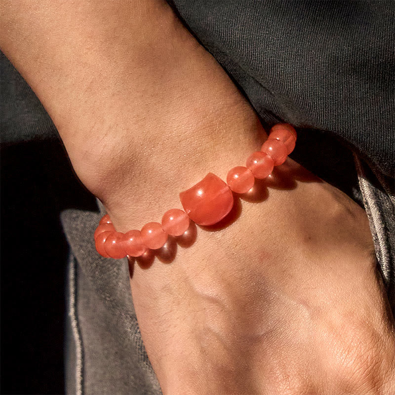 Nimara Ritual Lovely Cat Head Red Agate Spiritual Beads Bracelet
