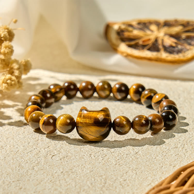 Nimara Ritual Cute Cat Tiger Eye Power Beads Bracelet