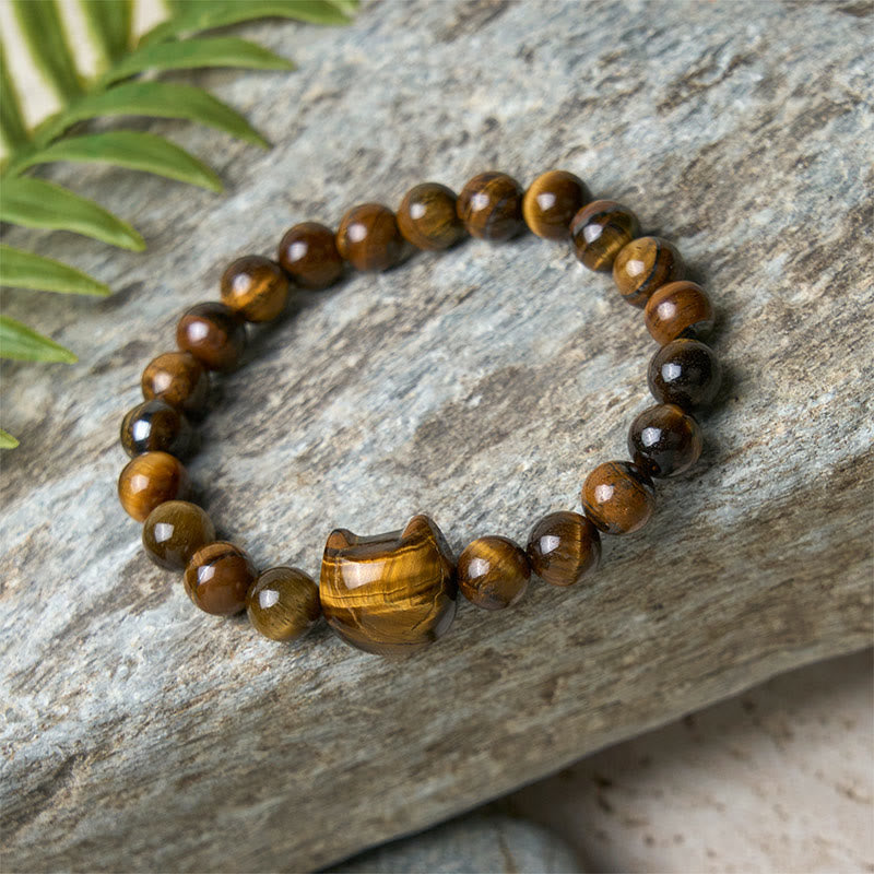 Nimara Ritual Cute Cat Tiger Eye Power Beads Bracelet