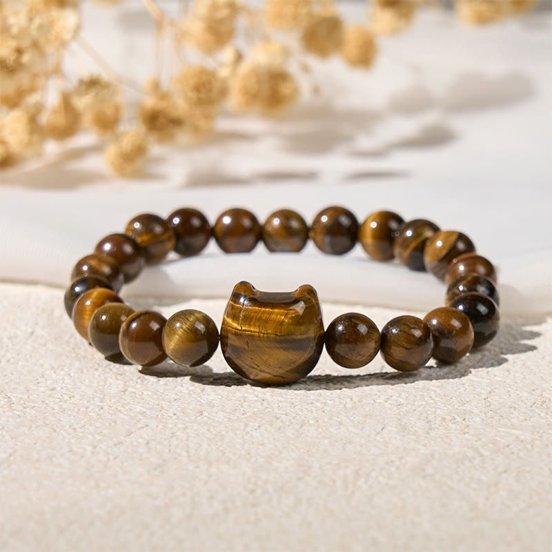 Nimara Ritual Cute Cat Tiger Eye Power Beads Bracelet