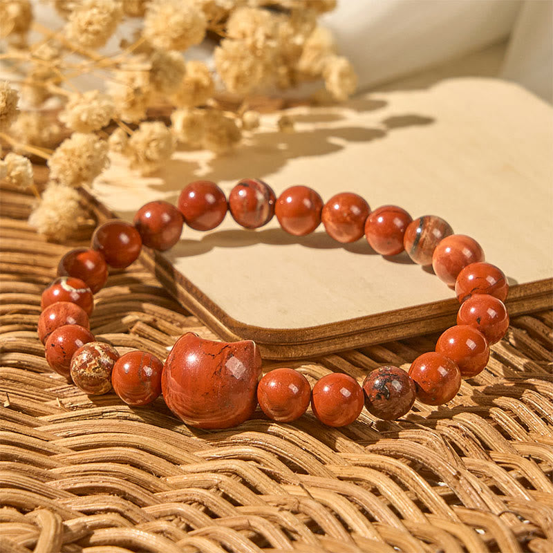 Nimara Ritual Faceless Cat Head Design Red Turquoise Luck Bracelet