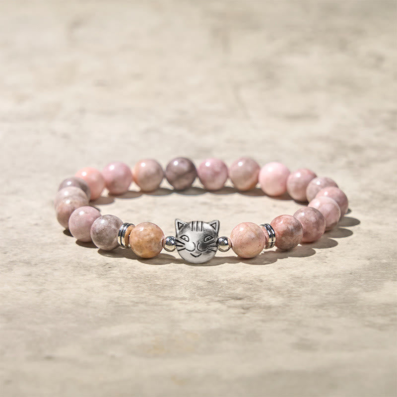 Nimara Ritual 8mm Cat Design Zebra Jasper Protection Bracelet