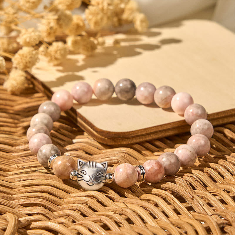 Nimara Ritual 8mm Cat Design Zebra Jasper Protection Bracelet