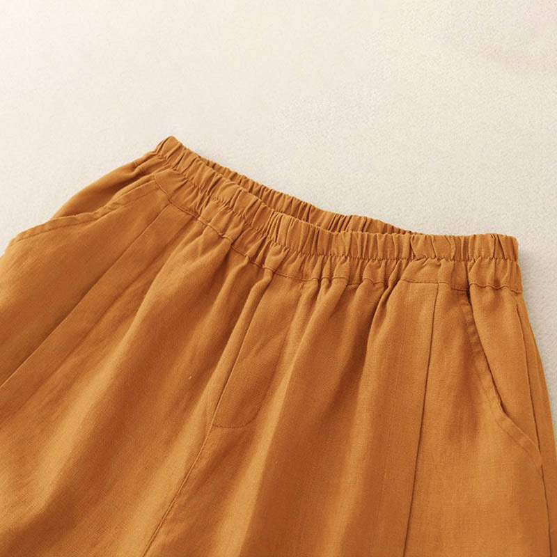 Nimara Ritual Casual Solid Color Women's Cotton Shorts With Pockets