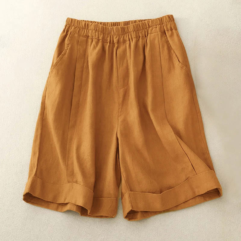 Nimara Ritual Casual Solid Color Women's Cotton Shorts With Pockets