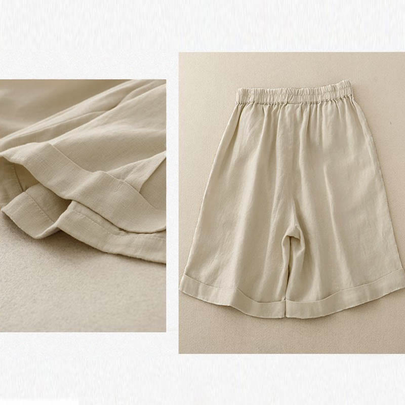 Nimara Ritual Casual Solid Color Women's Cotton Shorts With Pockets