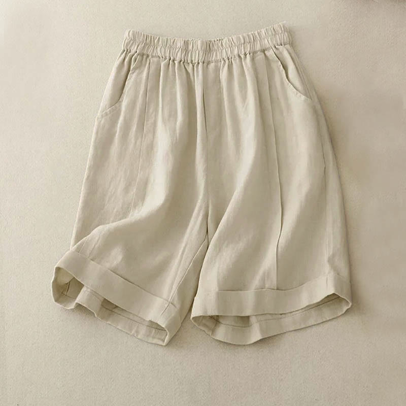 Nimara Ritual Casual Solid Color Women's Cotton Shorts With Pockets