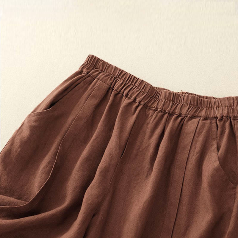 Nimara Ritual Casual Solid Color Women's Cotton Shorts With Pockets