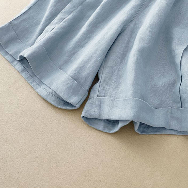 Nimara Ritual Casual Solid Color Women's Cotton Shorts With Pockets