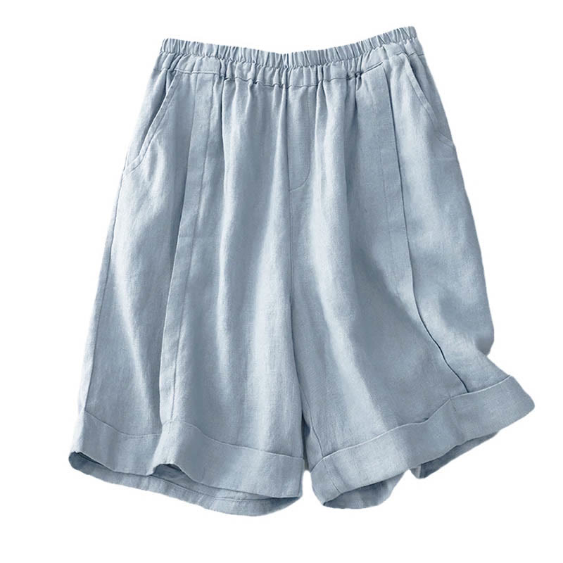 Nimara Ritual Casual Solid Color Women's Cotton Shorts With Pockets
