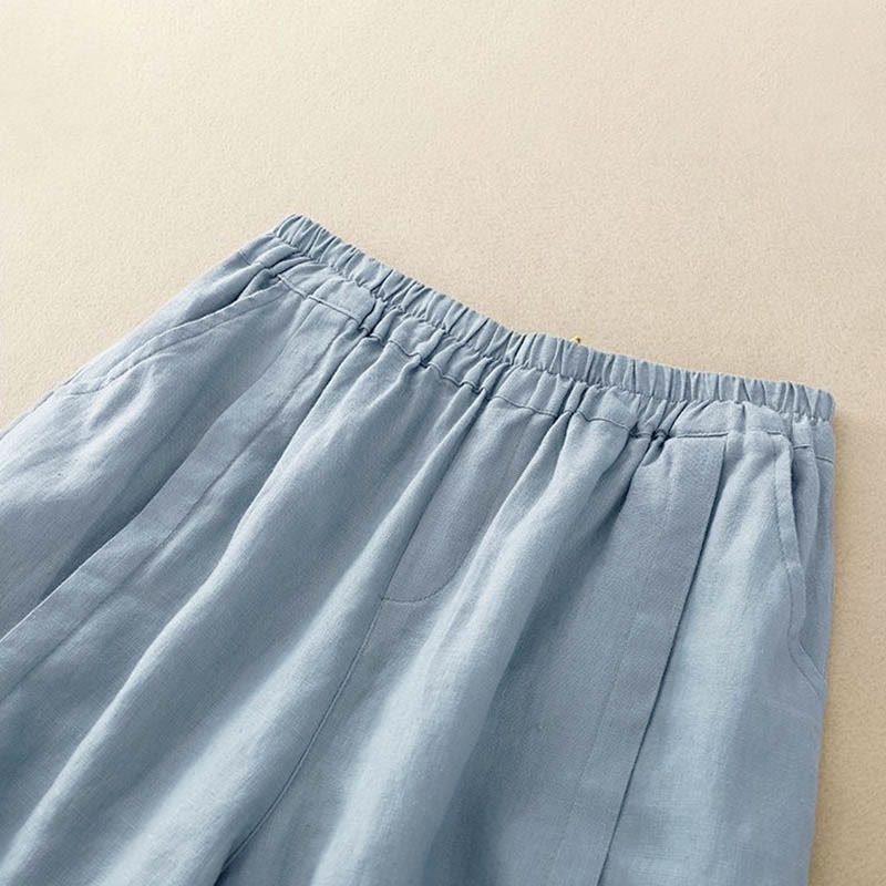 Nimara Ritual Casual Solid Color Women's Cotton Shorts With Pockets