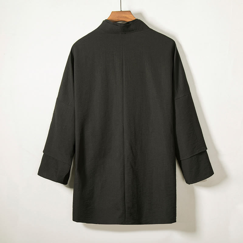 Nimara Ritual Lace-Up Design Open Front Jacket Men's Long Sleeve Kimono