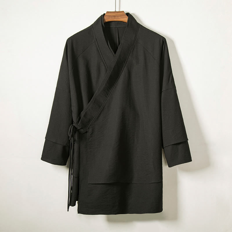 Nimara Ritual Lace-Up Design Open Front Jacket Men's Long Sleeve Kimono