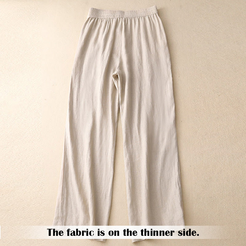 Nimara Ritual Summer Casual Simple Zipper Design Linen Women's Wide Leg Pants With Pockets