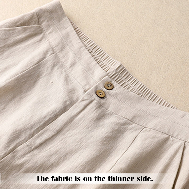 Nimara Ritual Summer Casual Simple Zipper Design Linen Women's Wide Leg Pants With Pockets