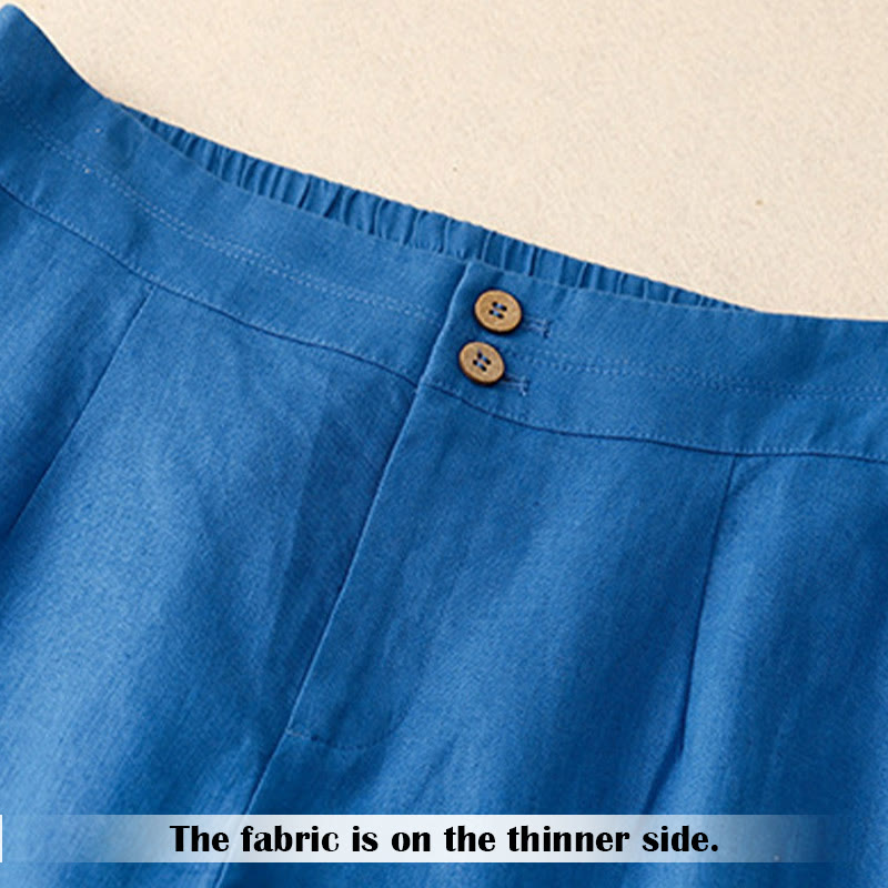 Nimara Ritual Summer Casual Simple Zipper Design Linen Women's Wide Leg Pants With Pockets