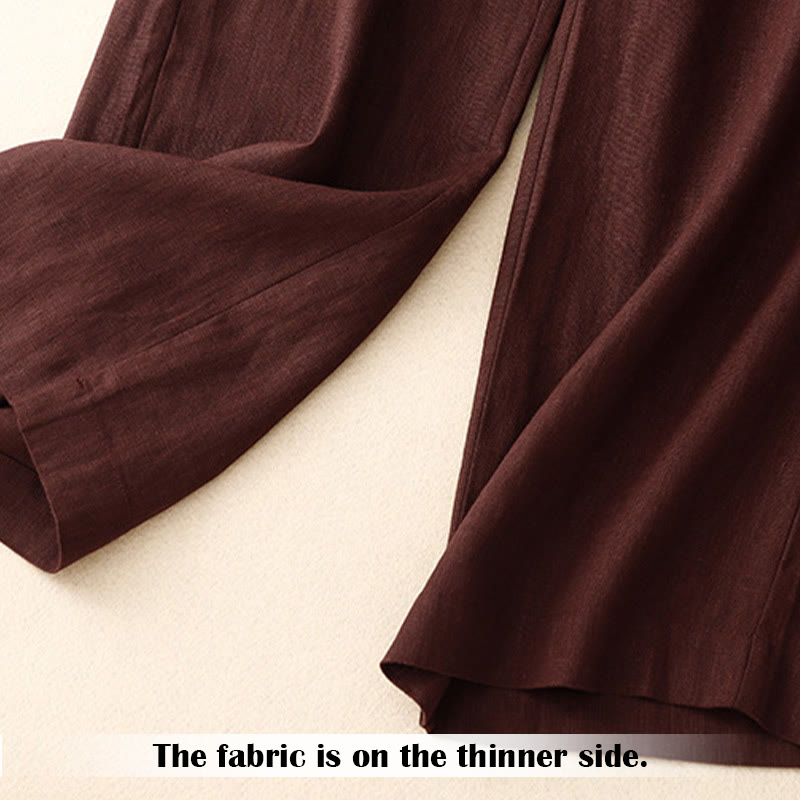 Nimara Ritual Summer Casual Simple Zipper Design Linen Women's Wide Leg Pants With Pockets