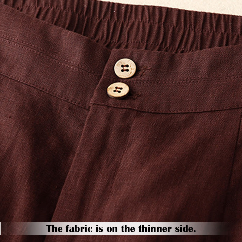 Nimara Ritual Summer Casual Simple Zipper Design Linen Women's Wide Leg Pants With Pockets