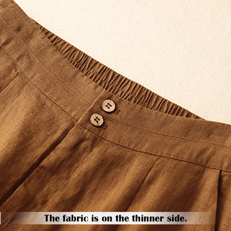 Nimara Ritual Summer Casual Simple Zipper Design Linen Women's Wide Leg Pants With Pockets