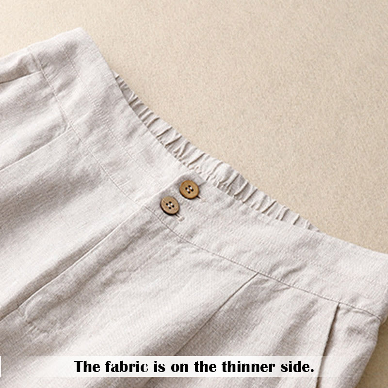 Nimara Ritual Summer Casual Simple Zipper Design Linen Women's Wide Leg Pants With Pockets