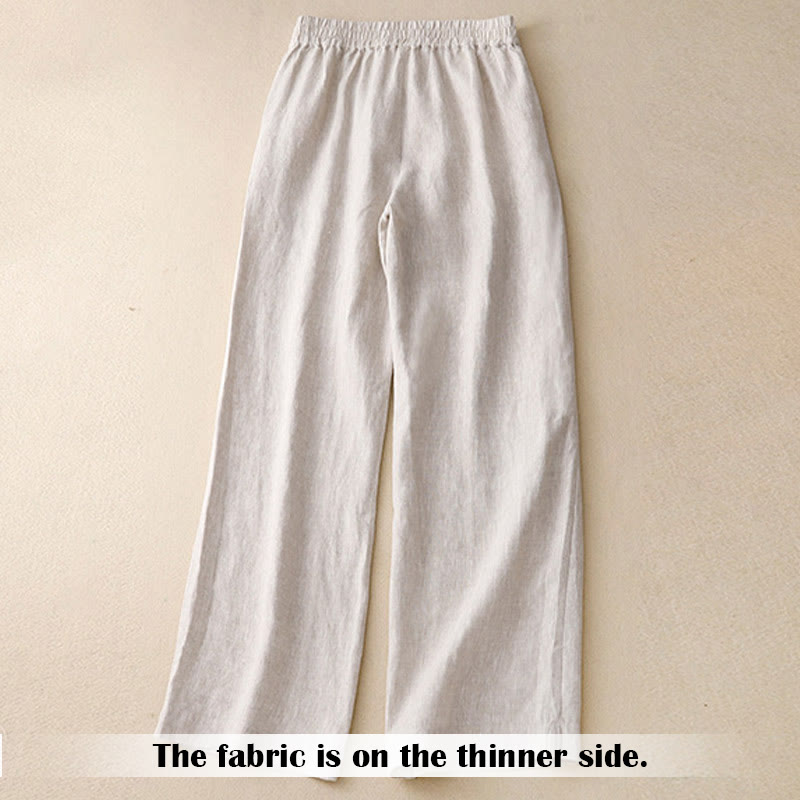 Nimara Ritual Summer Casual Simple Zipper Design Linen Women's Wide Leg Pants With Pockets