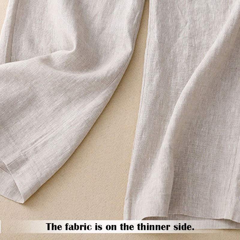 Nimara Ritual Summer Casual Simple Zipper Design Linen Women's Wide Leg Pants With Pockets