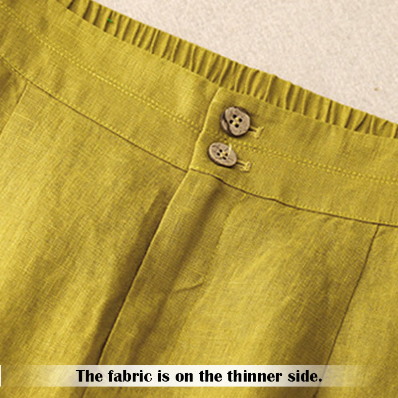 Nimara Ritual Summer Casual Simple Zipper Design Linen Women's Wide Leg Pants With Pockets