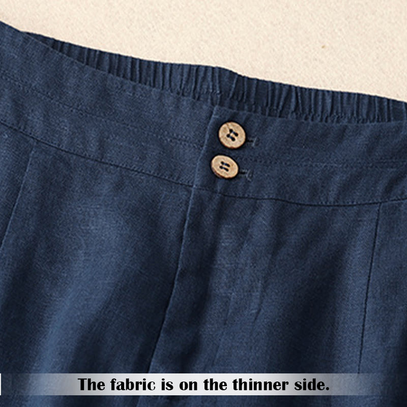 Nimara Ritual Summer Casual Simple Zipper Design Linen Women's Wide Leg Pants With Pockets