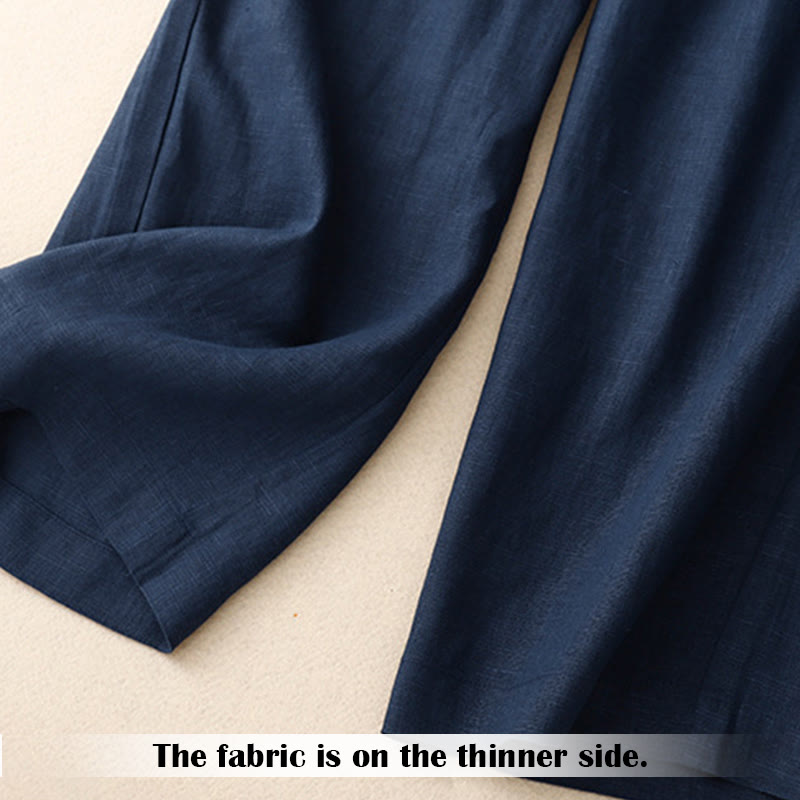 Nimara Ritual Summer Casual Simple Zipper Design Linen Women's Wide Leg Pants With Pockets