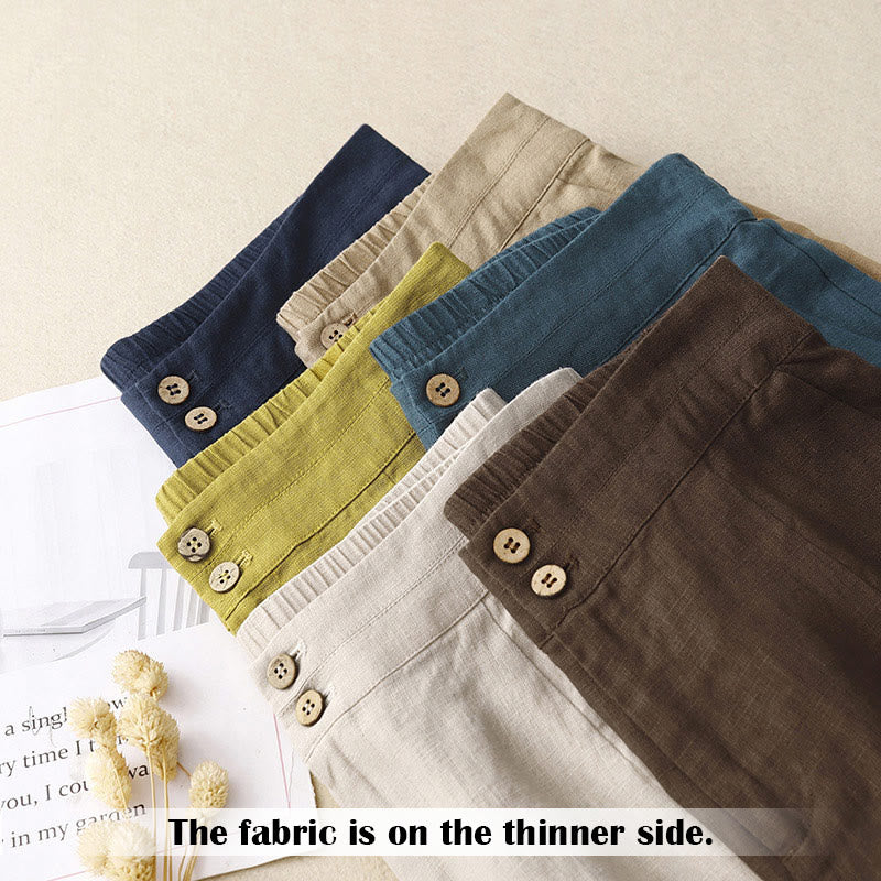 Nimara Ritual Summer Casual Simple Zipper Design Linen Women's Wide Leg Pants With Pockets