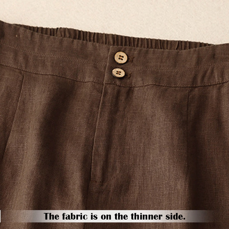 Nimara Ritual Summer Casual Simple Zipper Design Linen Women's Wide Leg Pants With Pockets
