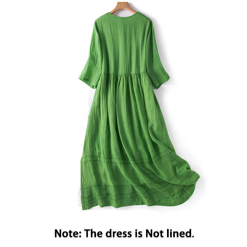 Nimara Ritual Summer V-Neck Design Half Sleeve Cotton Midi Dress