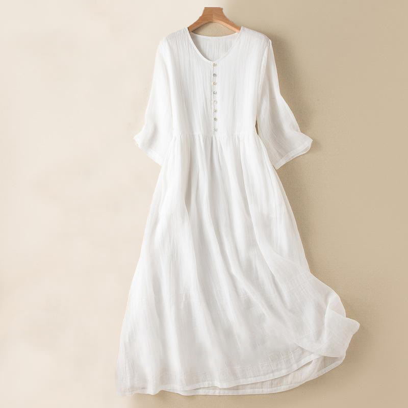Nimara Ritual Summer V-Neck Design Half Sleeve Cotton Midi Dress