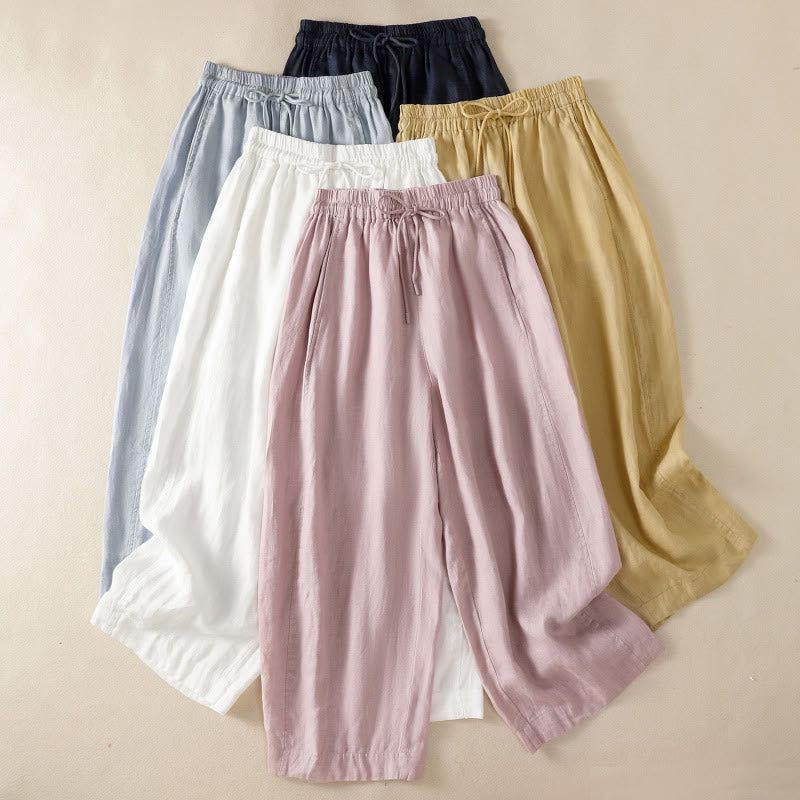 Nimara Ritual Commute Plain Design Drawstring Women's Wide Leg Pants With Pockets