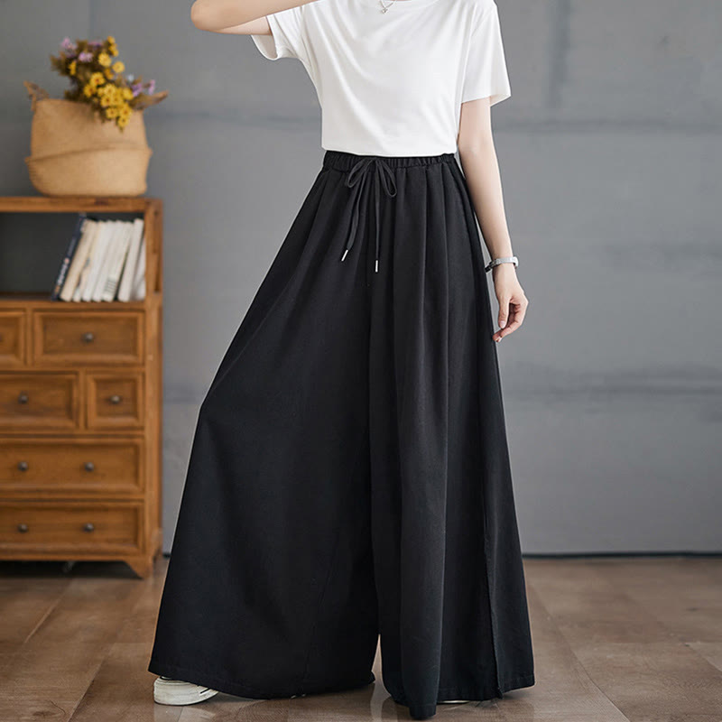 Nimara Ritual Retro Leg Opening Slit Design Women's Wide Leg Pants With Pockets