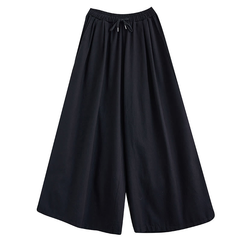 Nimara Ritual Retro Leg Opening Slit Design Women's Wide Leg Pants With Pockets