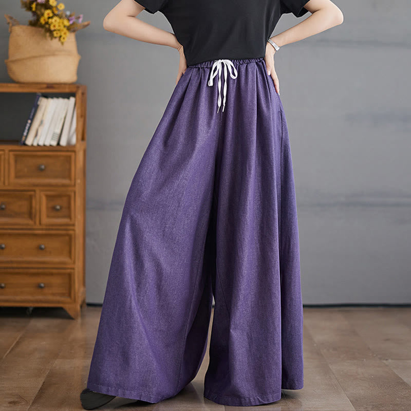 Nimara Ritual Retro Leg Opening Slit Design Women's Wide Leg Pants With Pockets