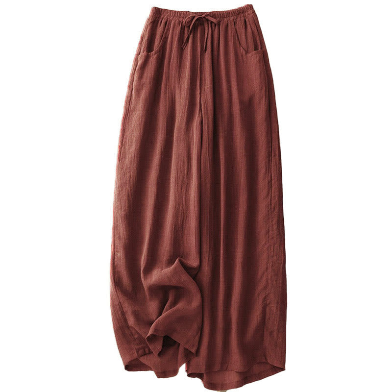 Nimara Ritual Spring Pure Color Drawstring Double Layer Women's Wide Leg Pants With Pockets