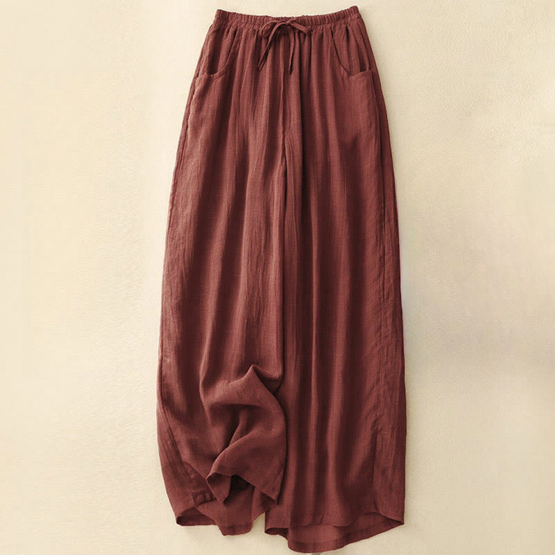 Nimara Ritual Spring Pure Color Drawstring Double Layer Women's Wide Leg Pants With Pockets