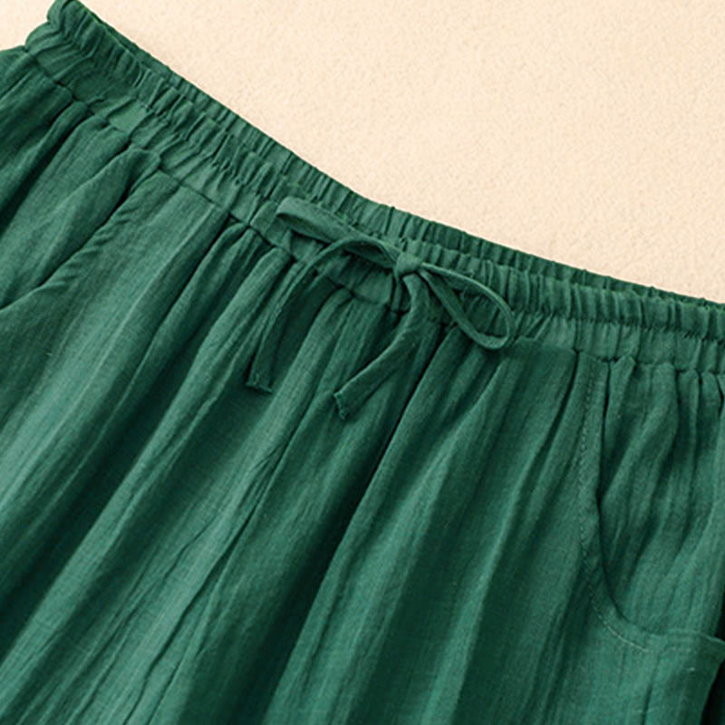 Nimara Ritual Spring Pure Color Drawstring Double Layer Women's Wide Leg Pants With Pockets