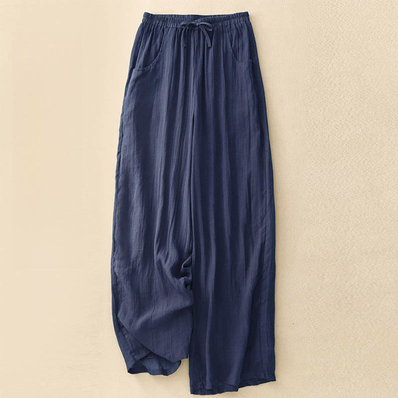 Nimara Ritual Spring Pure Color Drawstring Double Layer Women's Wide Leg Pants With Pockets