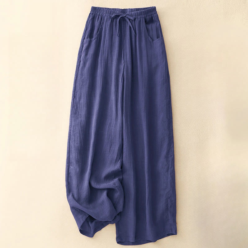Nimara Ritual Spring Pure Color Drawstring Double Layer Women's Wide Leg Pants With Pockets